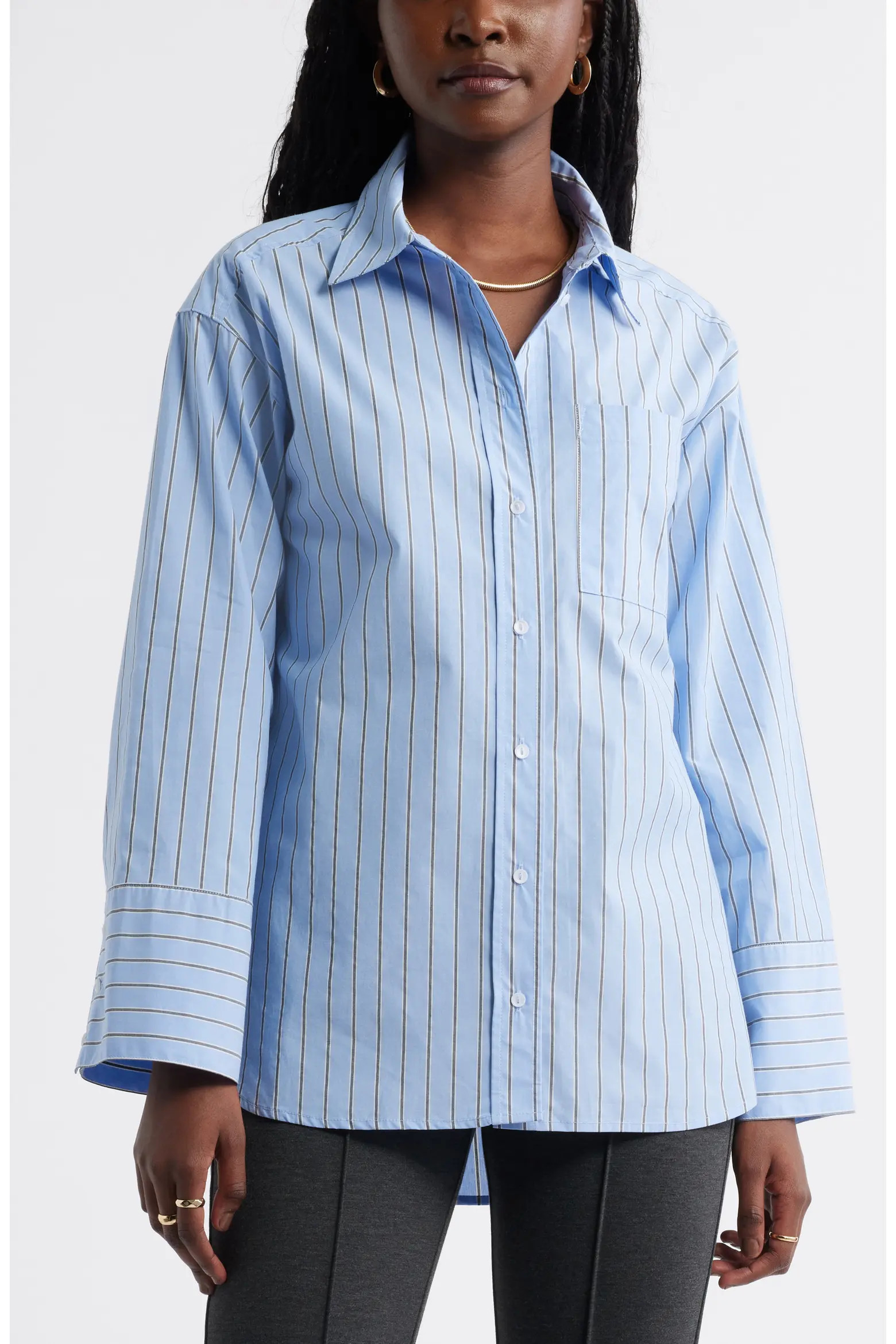 Stripe Cotton Poplin Button-Up Shirt (Women) | Nordstrom | Nordstrom