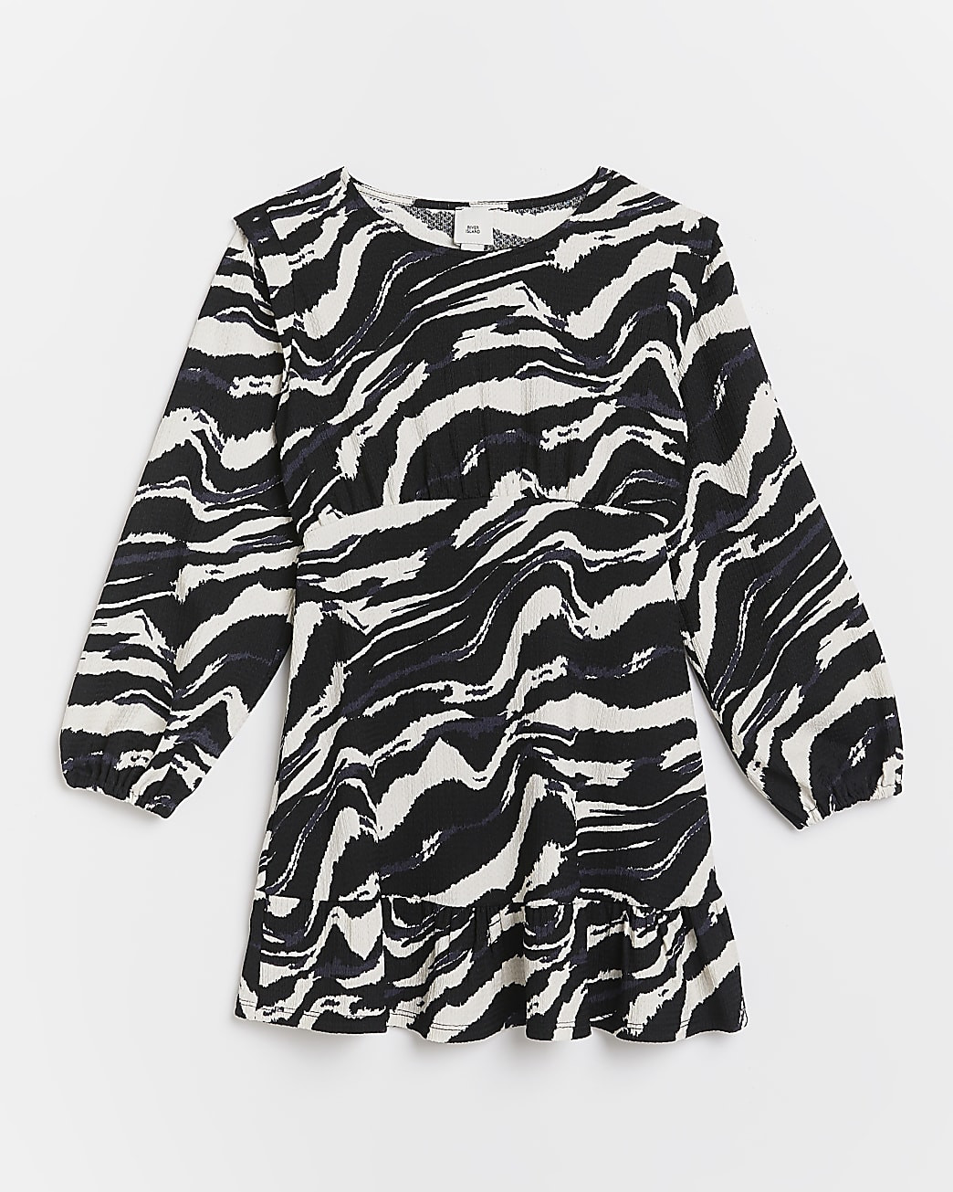 Girls black zebra print frill hem dress | River Island (UK & IE)