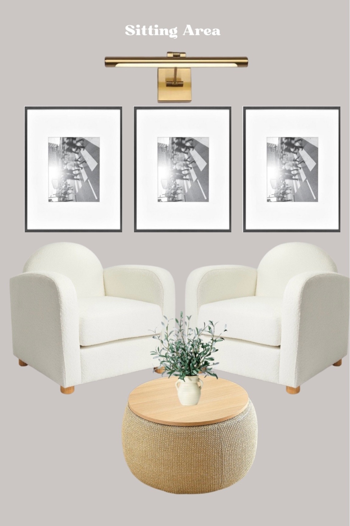 Neutral sitting area living room
Accent arm chair
Coffee table
Ottoman 
Picture frames
Picture light 
Sale alert
Target finds

#LTKstyletip #LTKhome #LTKsalealert