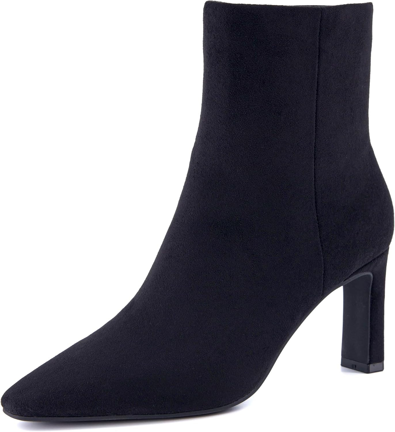 CUSHIONAIRE Giana Womens High Heel Ankle Boots, Square Toe Vegan Suede Mid Block Heel Dress Booties for Office | Amazon (US)