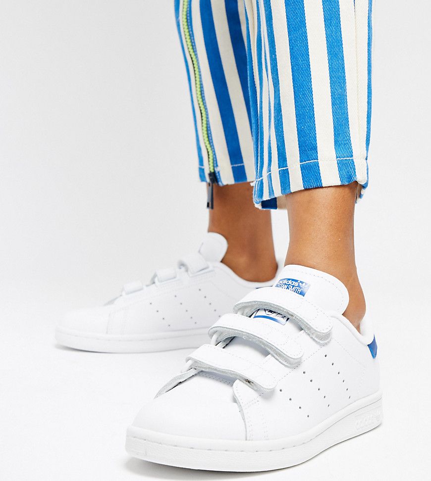 adidas Originals Stan Smith Velcro Trainers In White And Blue | ASOS UK