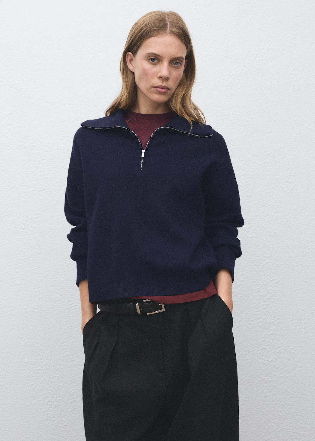 Knitted sweater with zip collar - Women | MNG Australia | Mango (US/MX/AU)