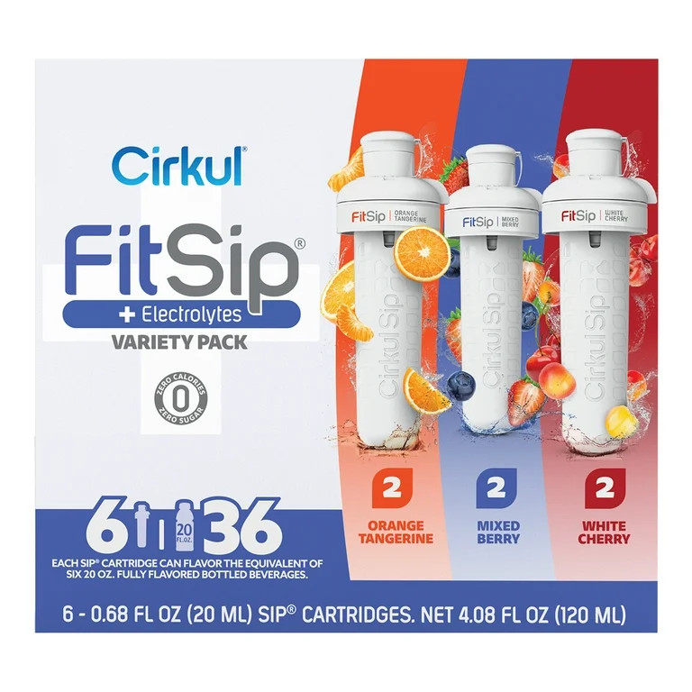 Cirkul FitSip Flavor Cartridge Variety Pack, 6-Pack (2 Mixed Berry, 2 White Cherry, 2 Orange Tang... | Walmart (US)
