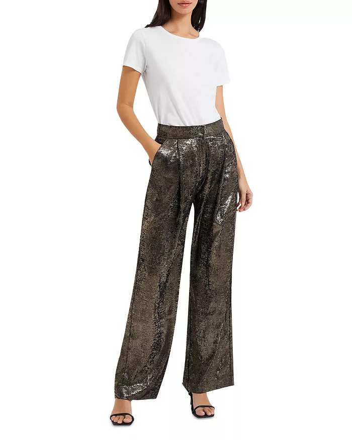 Alara Metallic High Waisted Wide Leg Pants | Bloomingdale's (US)