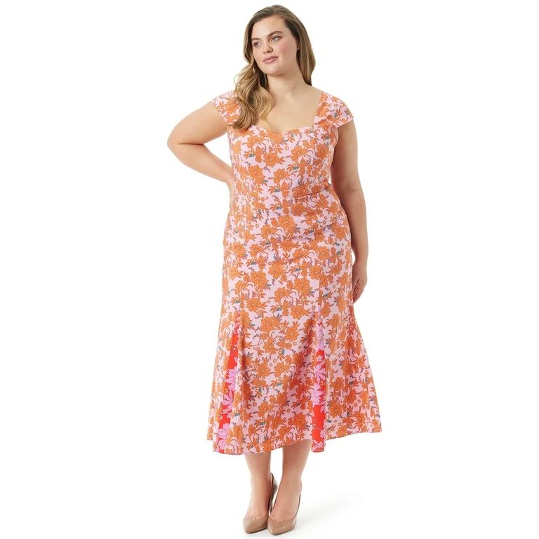 Jessica Simpson Women's and Women's Plus Flare Cap Sleeve Dress - Walmart.com | Walmart (US)