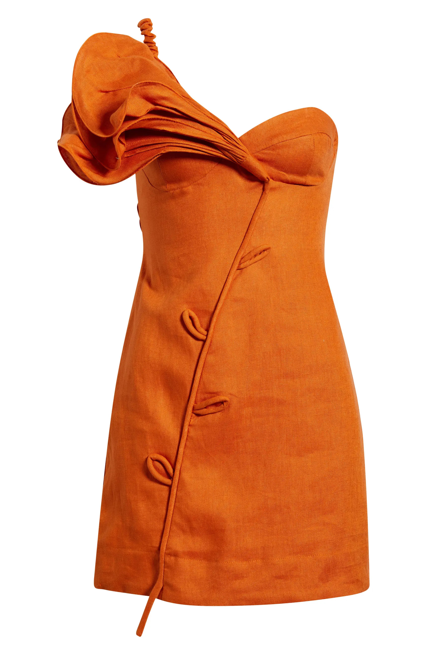 Orange Flower Euroflax™ Premium Linen Minidress | Nordstrom