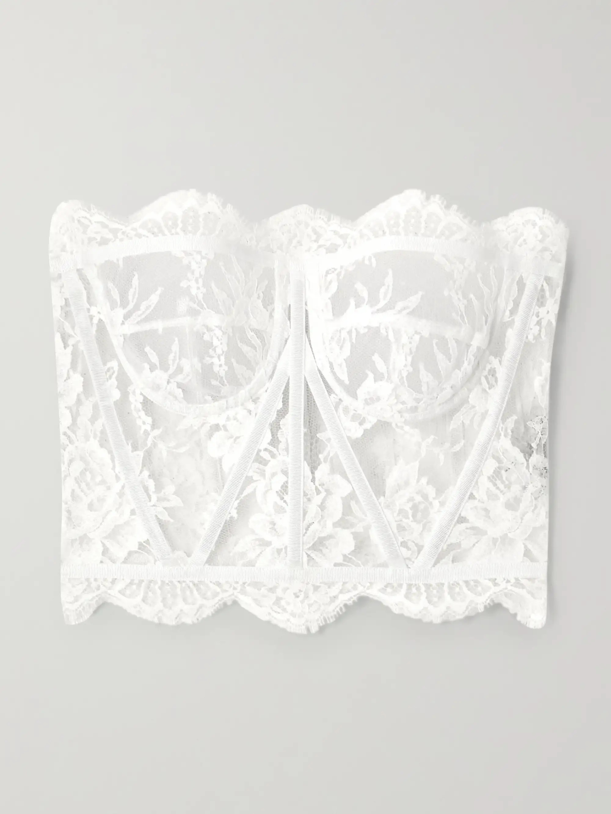 Grosgrain-trimmed lace bustier top | NET-A-PORTER (US)