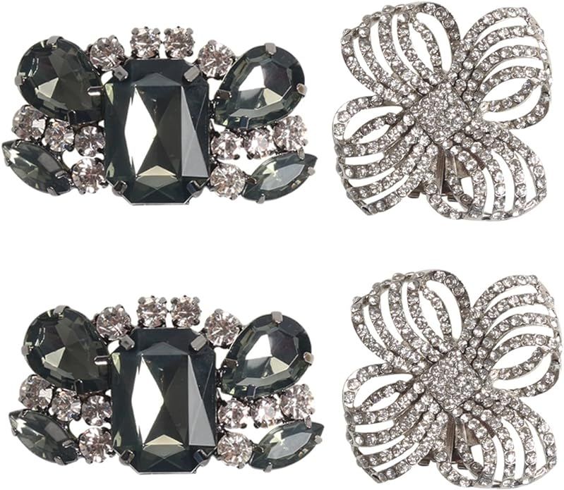kilofly 2 Pairs Elegant Rhinestone Crystal Metal Shoe Clips Wedding Party Pack | Amazon (US)