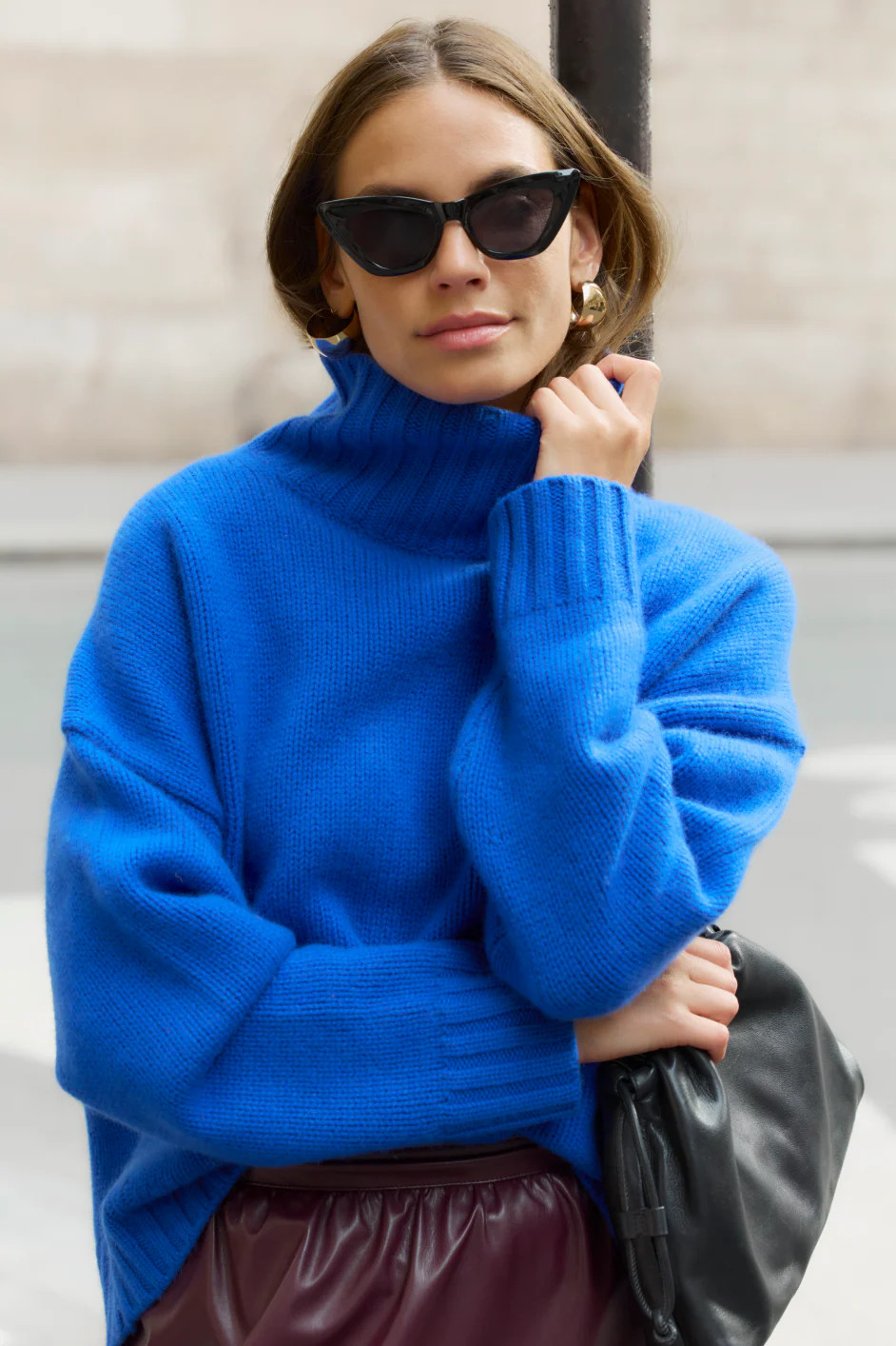 Liana Chunky Funnel Neck Jumper - Cobalt Blue | WYSE London