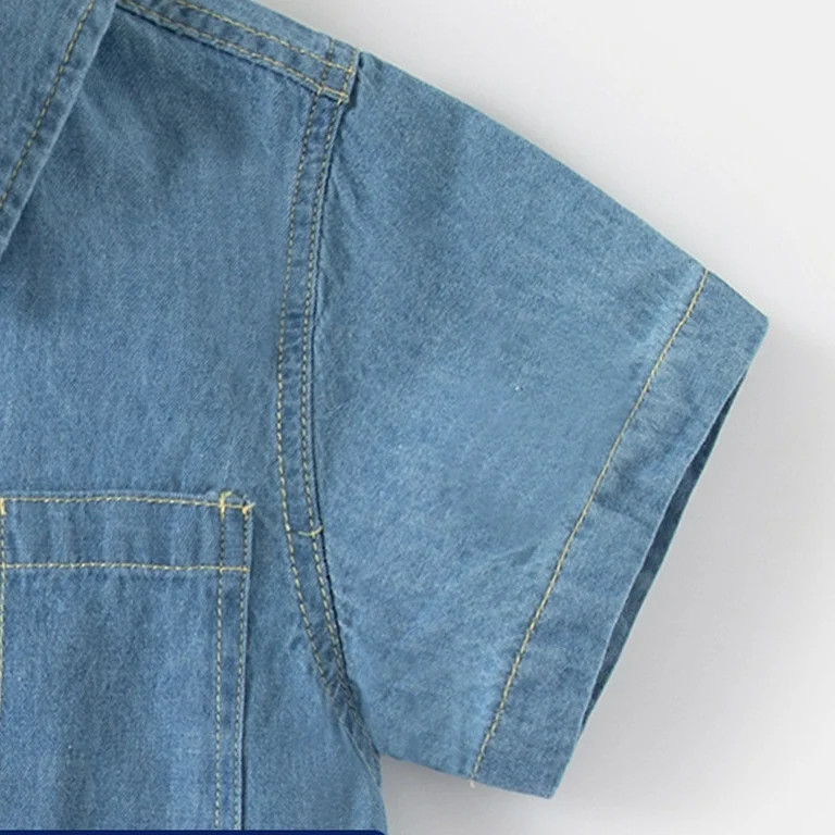 Kyaiguo Toddler Casual Denim Shirt//2-10T Boys Denim Shirt//Baby Short Sleeve Button up Shirt//4t... | Walmart (US)