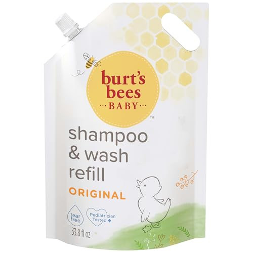 Burt's Bees Baby Shampoo and Baby Wash Refill, Original, Plant-Based Formula, Tear-Free, Pediatrician-Tested, Natural Origin, Gently Cleans Sensitive Skin and Hair, 33.8 Fl Oz | Amazon (US)