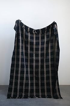 Creative Co-Op Plaid Black & Tan Fringed Woven Cotton Blend Throw 60 inch x50 | Amazon (US)