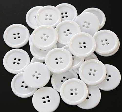 GANSSIA 1 Inch White Buttons 25mm Flatback Resin Button for Garment Sewing DIY Craft Scrapbooking Pa | Amazon (US)