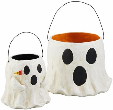 Mud Pie Paper Mache Halloween Treat Buckets, Ghost Bucket | Amazon (US)