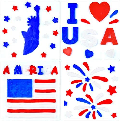 Independence Day Window Clings Stickers for Glass Windows, 4th of July Patriotic Decorations Gel ... | Amazon (US)