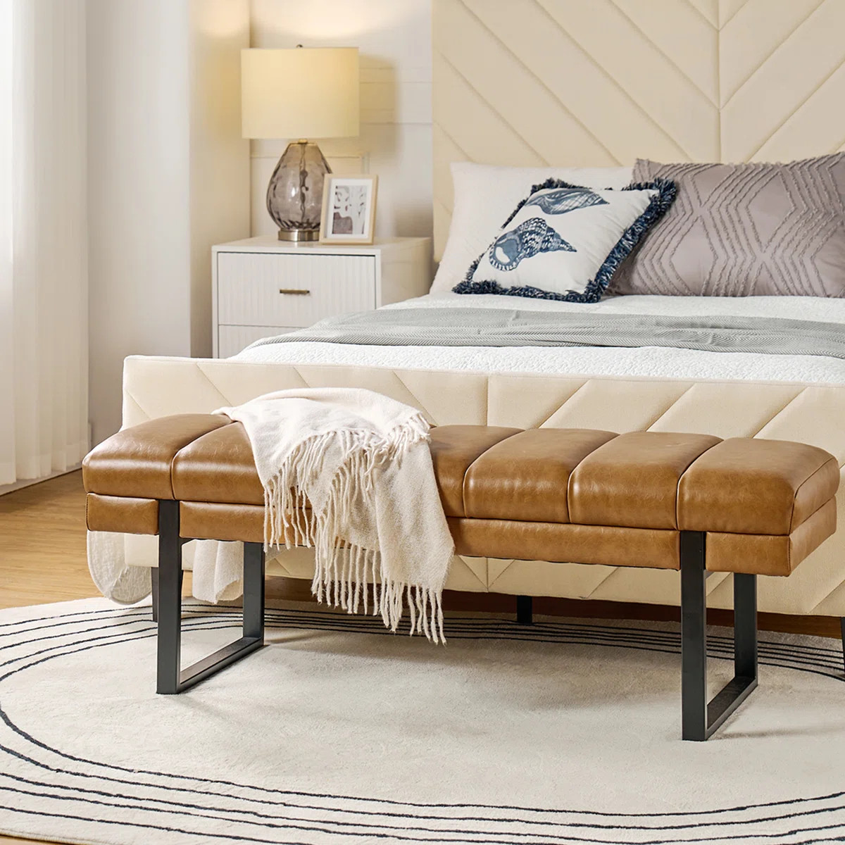 Anahli 52.5'' Wide Channel Tufted Design Vegan Leather Bench | Wayfair North America