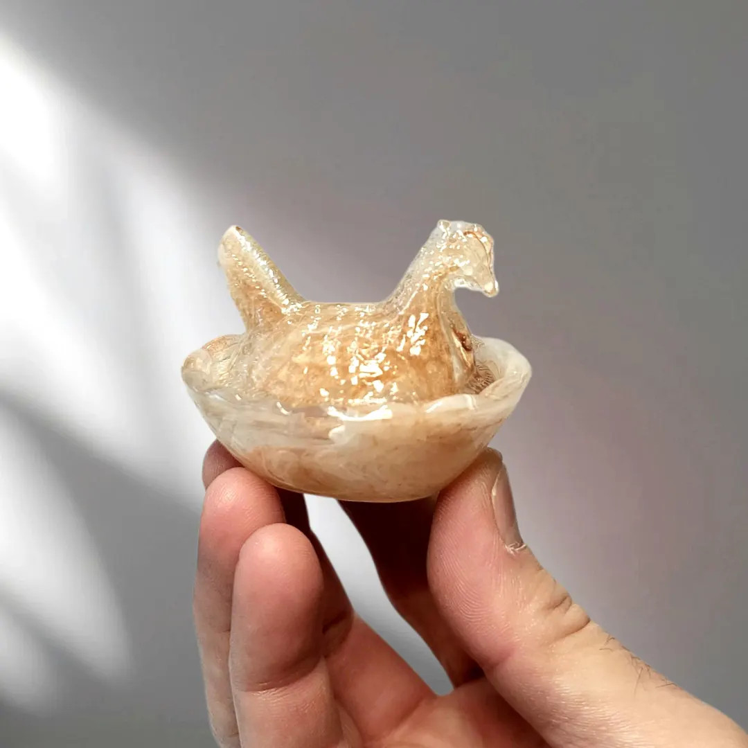 Chocolate Swirl Depression Style Glass Hen on Nest Chicken Salt Cellar Dish - Vintage Farmhouse D... | Etsy (US)