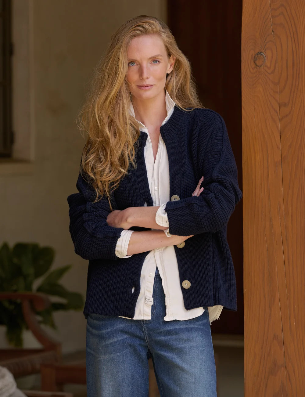 MONTECITO CARDIGAN Marine, Pure Italian Cotton | Frank & Eileen