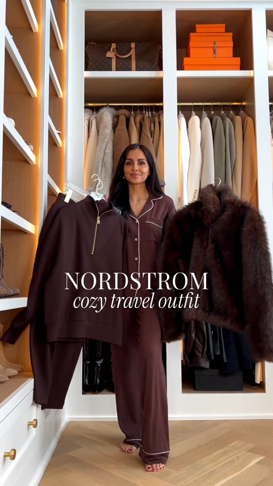 Cozy yet chic travel outfit from
Nordstrom
Wearing an XS in Varley set and and XS in faux fur coat - under $150! 
Ugg slippers run TTS



#LTKSeasonal #LTKTravel #LTKHoliday