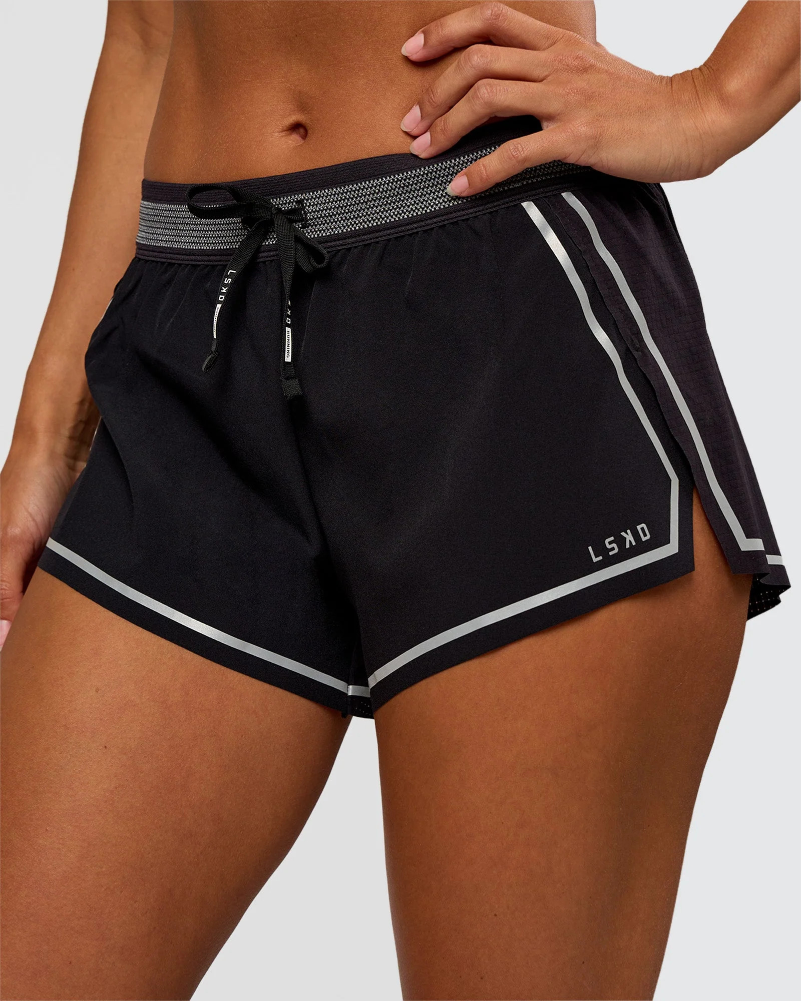 Accelerate 3" Reflective Mid-Rise Running Short - Black-Reflective | LSKD | LSKD
