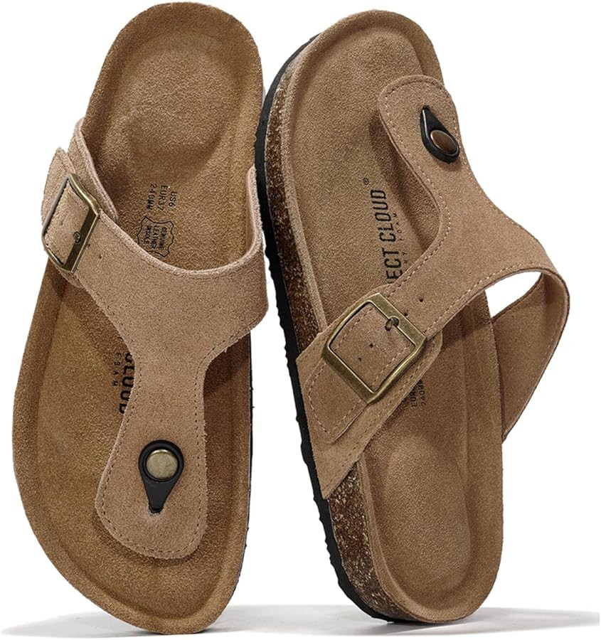 Project Cloud 100% Genuine Leather Thong Sandals Women Footwear 2026 - Memory Foam Insole Womens ... | Amazon (US)