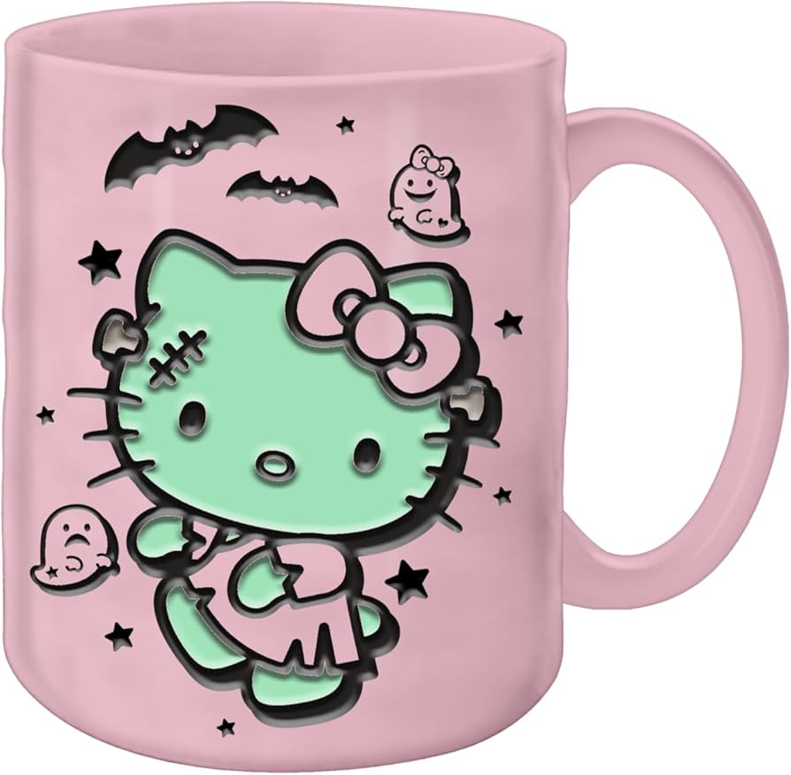 Silver Buffalo Sanrio Hello Kitty Halloween Frankenstein Wax Resist Ceramic Pottery Mug, 17 Ounce... | Amazon (US)