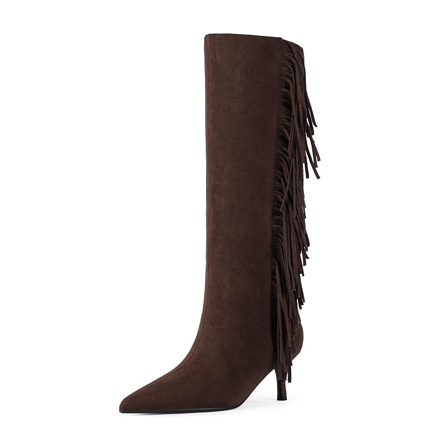 Modatope Knee High Boots Women Kitten Heels Tall Boots Pointed Toe Long Boot for Women | Amazon (US)