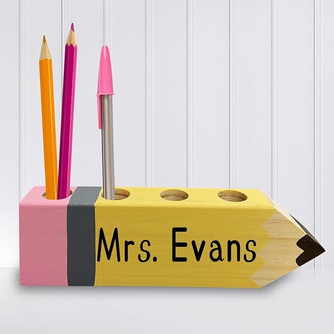 Teacher Gifts - Teacher Name Pencil Holder - Teacher Christmas Gift for Women Men Desk Sign Class... | Amazon (US)