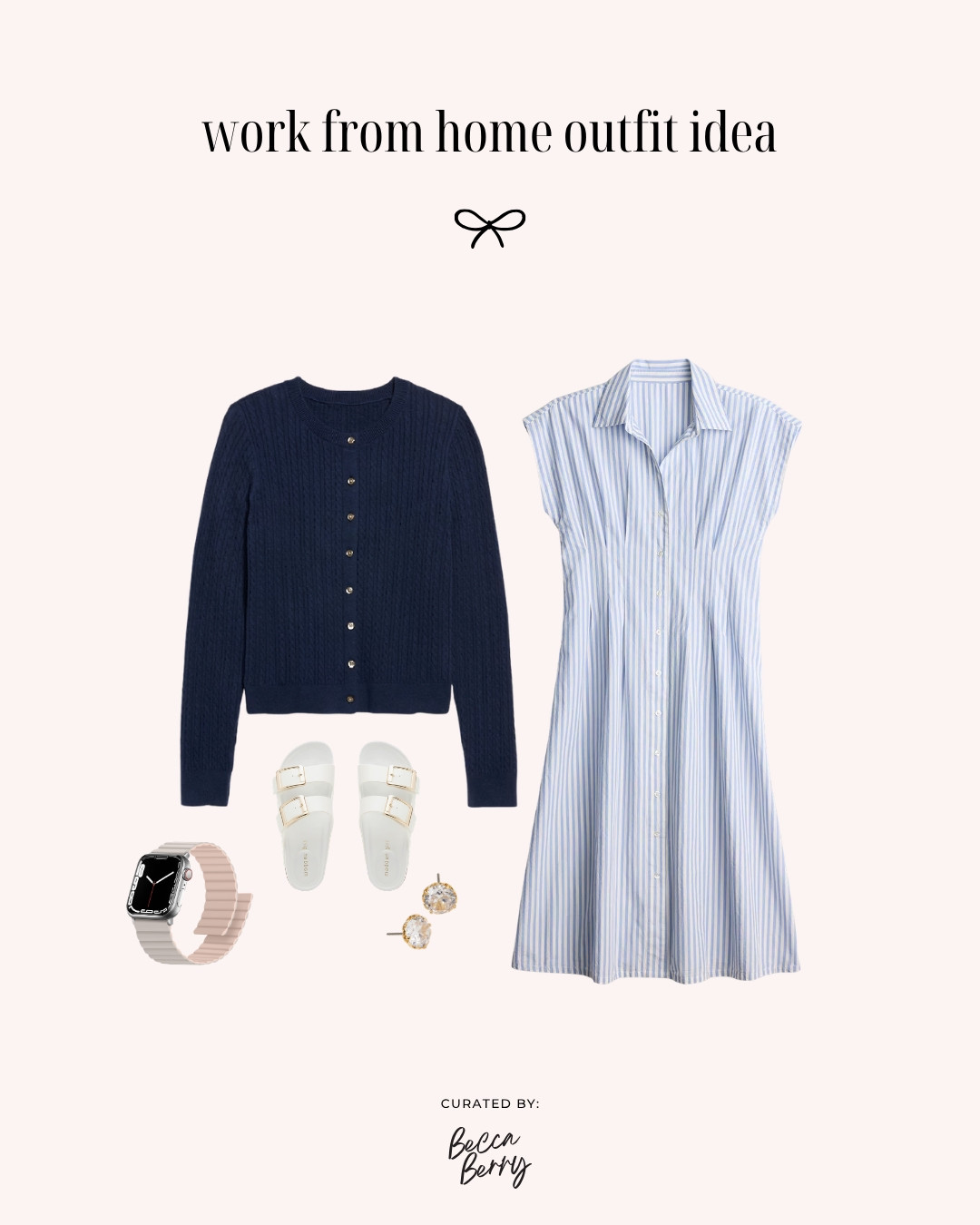 A classic blue-and-white striped dress paired with a navy cardigan creates an effortless outfit formula that works year-round. Comfortable, polished, and easy to recreate with pieces you may already own.

#LTKootd #LTKMidsize #LTKWorkwear
