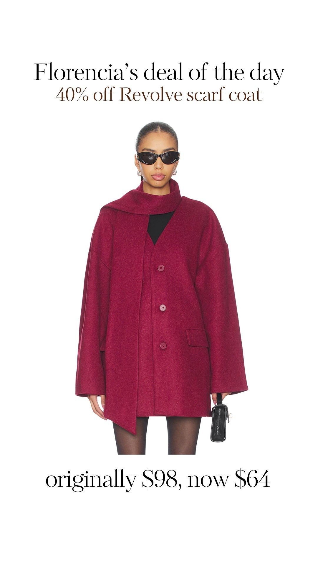Good morning ladies! And happy Friday❤️❤️❤️

Today’s deal of the day is one from revolve, often times their discounts are not very significant, but I did find a big discount on this adorable scarf coat! 

This is a pretty big trend right now, I love the look of the scarf matching the coat-

pair it with all burgundy or add some black in there as well 🔥🔥🙌🏽

#LTKootd #LTKdayinmylife