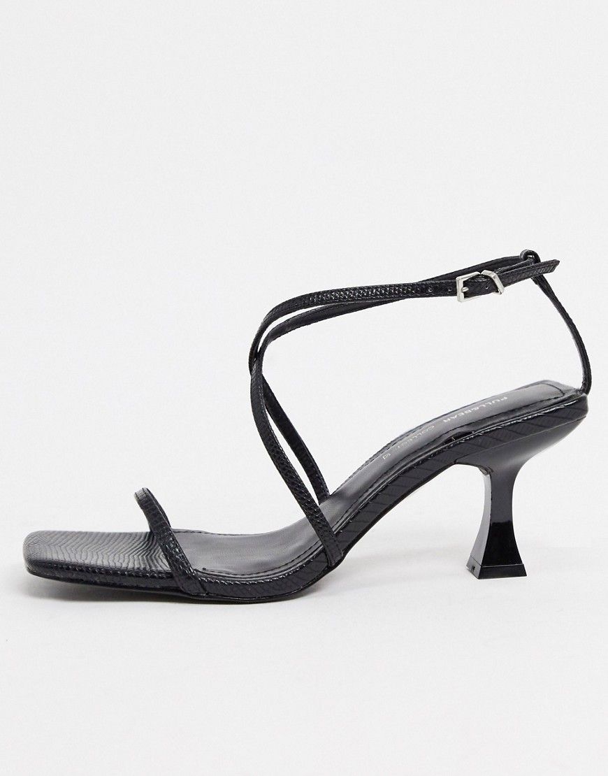 Pull&Bear strappy heeled sandal in black | ASOS (Global)