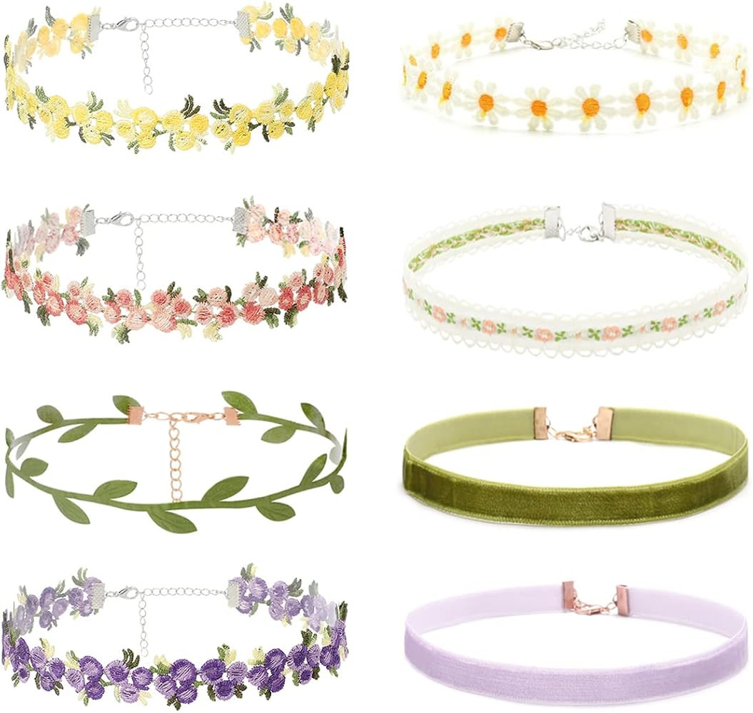Black Choker Necklace Set Velvet Lace Choker Daisy Gothic Punk Classic Choker | Amazon (US)