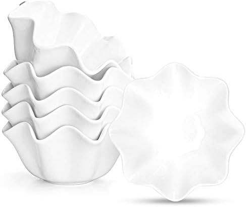 Foraineam 6 Pack Porcelain Dessert Bowls Baking Ramekins, 13 Ounce Flower Shaped Serving Bowls fo... | Amazon (US)