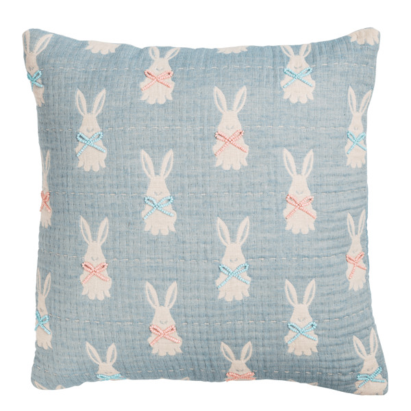 Bunny Jacquard Easter Pillow | Mud Pie