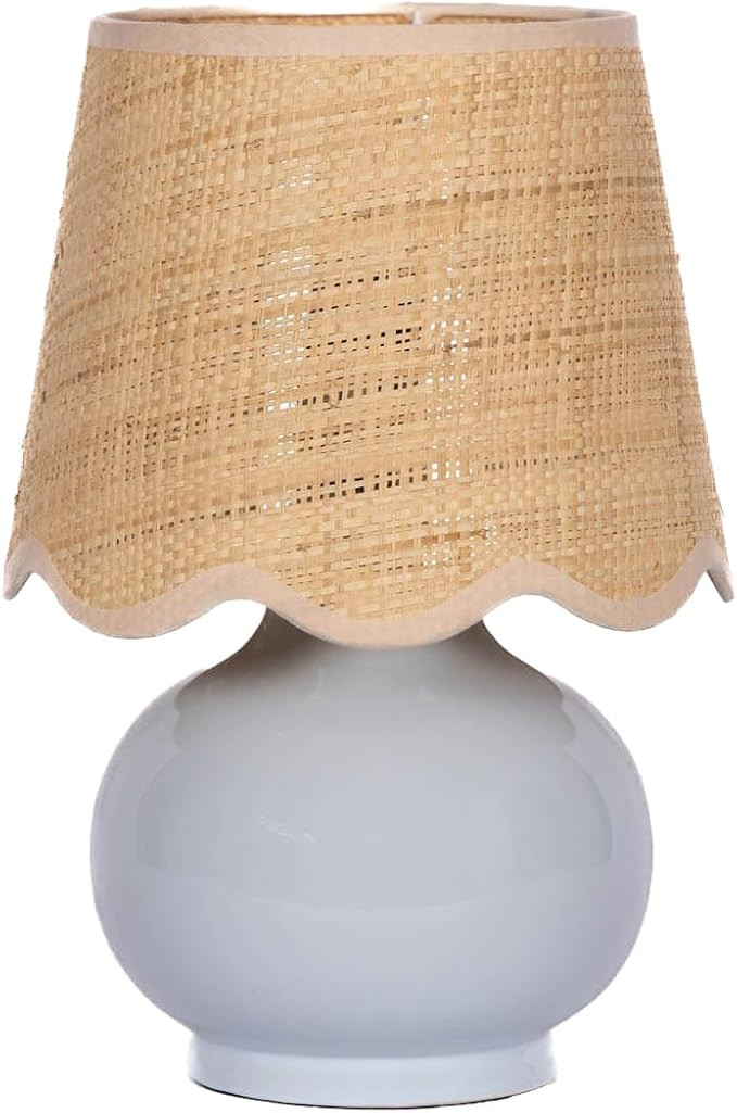 Benton Ceramic Table Lamp with Fabric Shade – 13" Bedside Accent Lamp for Bedroom, Living Room ... | Amazon (US)