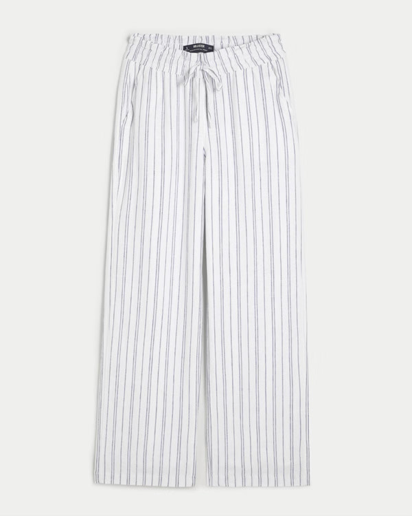 Adjustable Rise Pull-On Linen Blend Baggy Pants | Hollister (UK)
