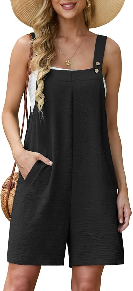 Lepunuo Rompers for Women Summer Boho Loose Fit Sleeveless Short Jumpsuits Overalls Vacation Outf... | Amazon (US)