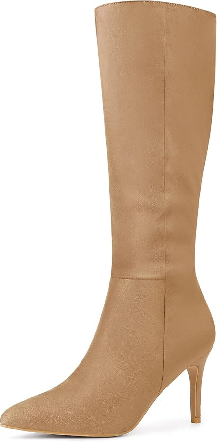 Allegra K Women's Pointed Toe Stiletto Heels Knee High Boots | Amazon (US)