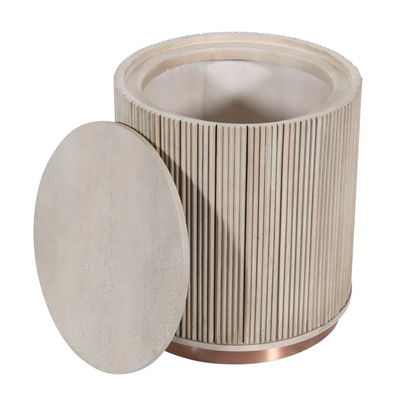 Merlyn Solid Wood Tray Top Drum End Table with Storage | Wayfair North America