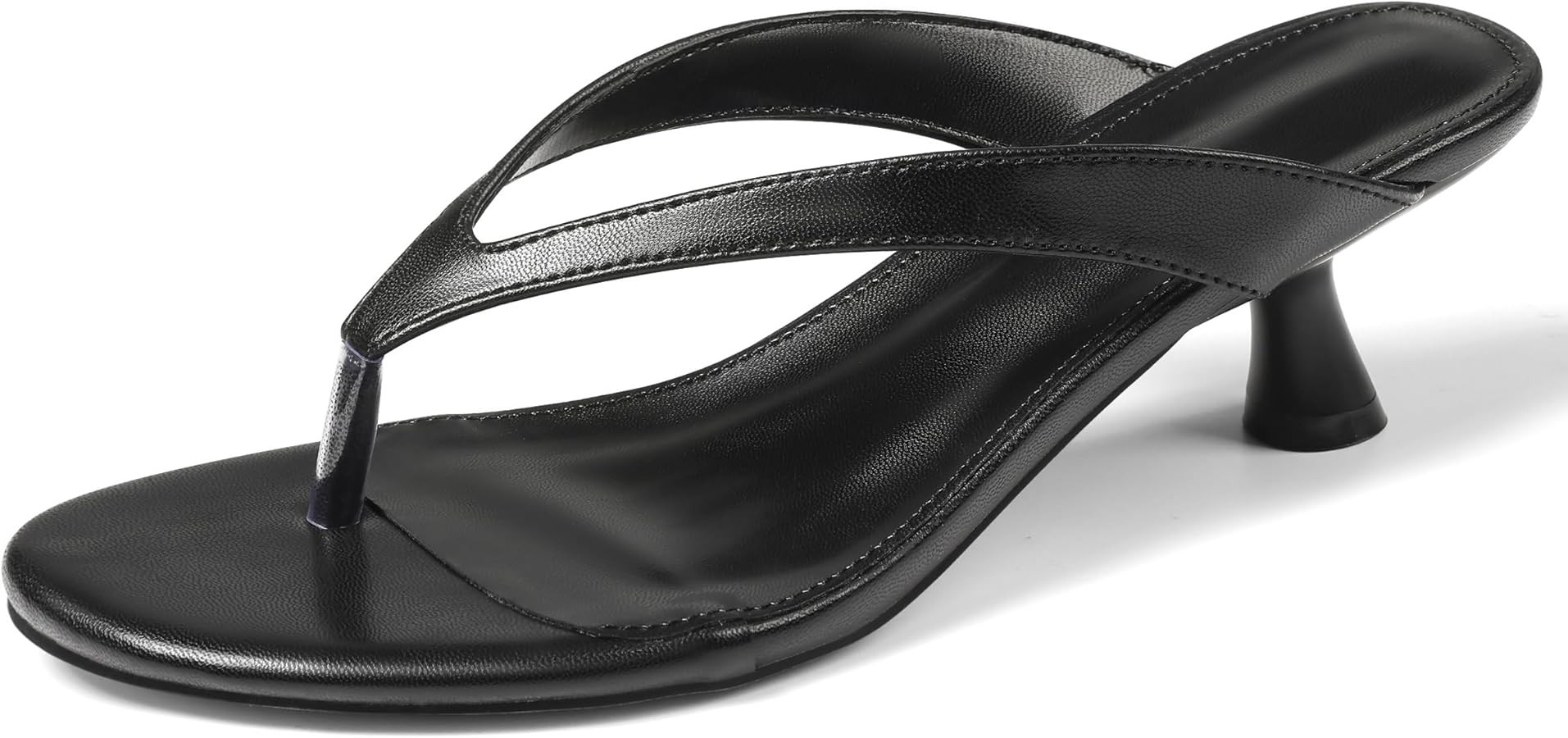 Womens Kitten Heel Sandals Round Open Toe Flip Flop Heels One Strap Slides Short Heeled Sandals f... | Amazon (US)