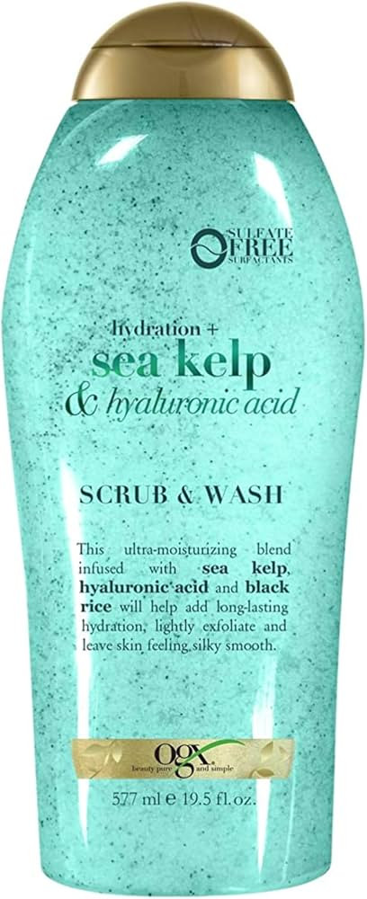 OGX Hydration + Sea Kelp & Hyaluronic Acid Sulfate-Free Lightly Moisturizing Body Scrub with Blac... | Amazon (US)
