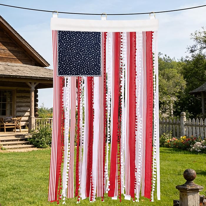 4 x 2.3 Ft 4th of July Rag American Flag Banner, Vintage Patriotic USA Flag Banner, Independence ... | Amazon (US)