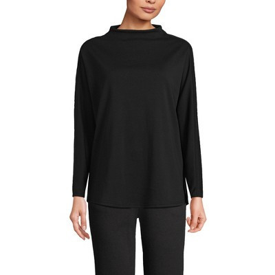 Lands' End Women's Sport Knit Funnel Neck Top - X Small - Black | Target
