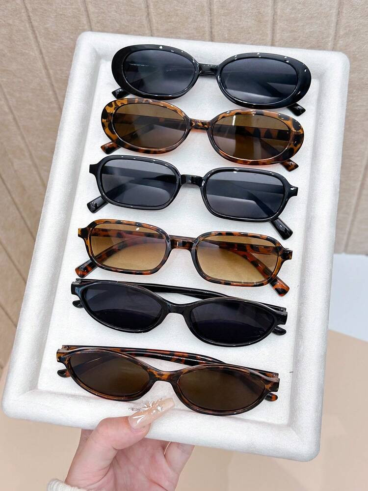 6pcs Leopard Plastic Multicolor Geometric Full Frame Classic Women Glasses Combination For Holida... | SHEIN