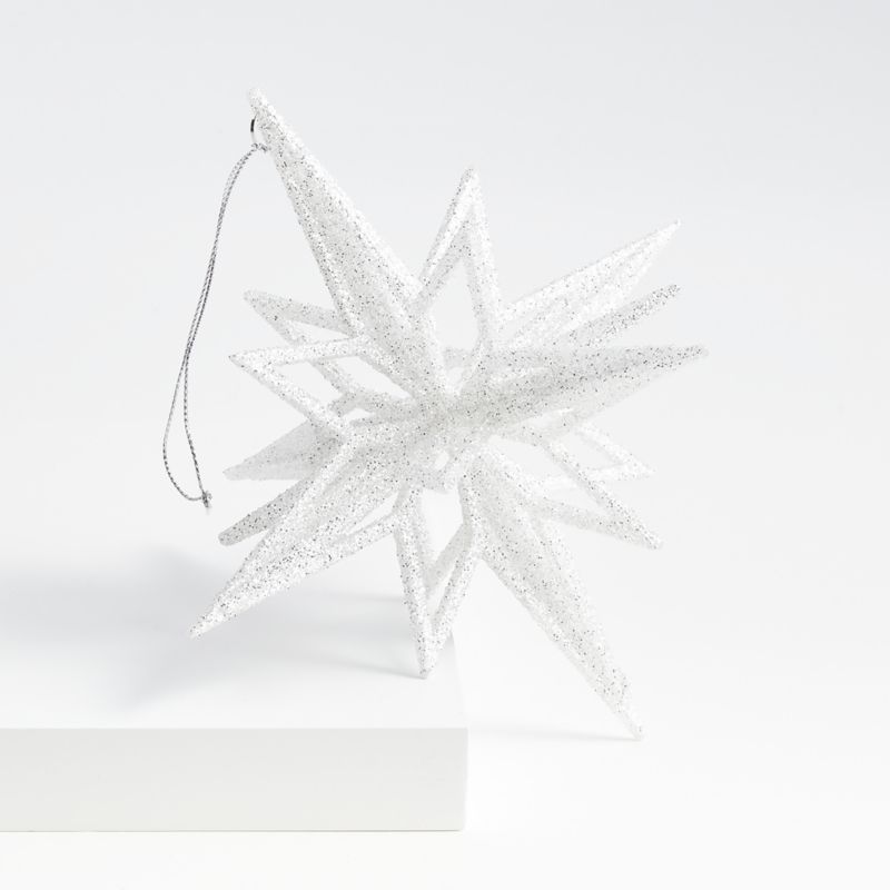 Radiant Glitter Silver Star Christmas Tree Ornament + Reviews | Crate & Barrel | Crate & Barrel
