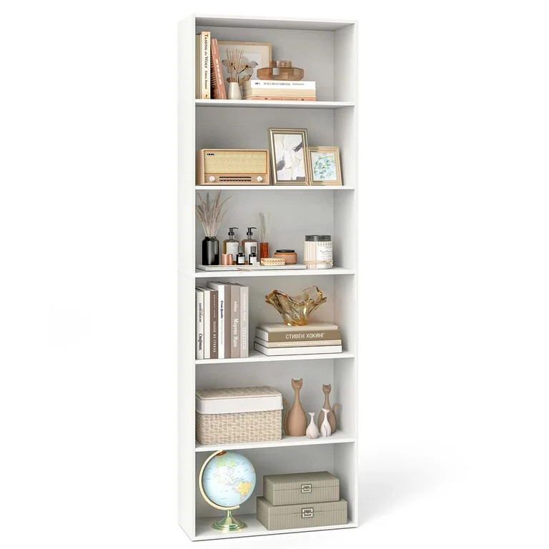 Costway 70" Tall 6-Tier Bookcase with 6 Open Shelves Anti-Toppling Kits for Living Room White | Walmart (US)