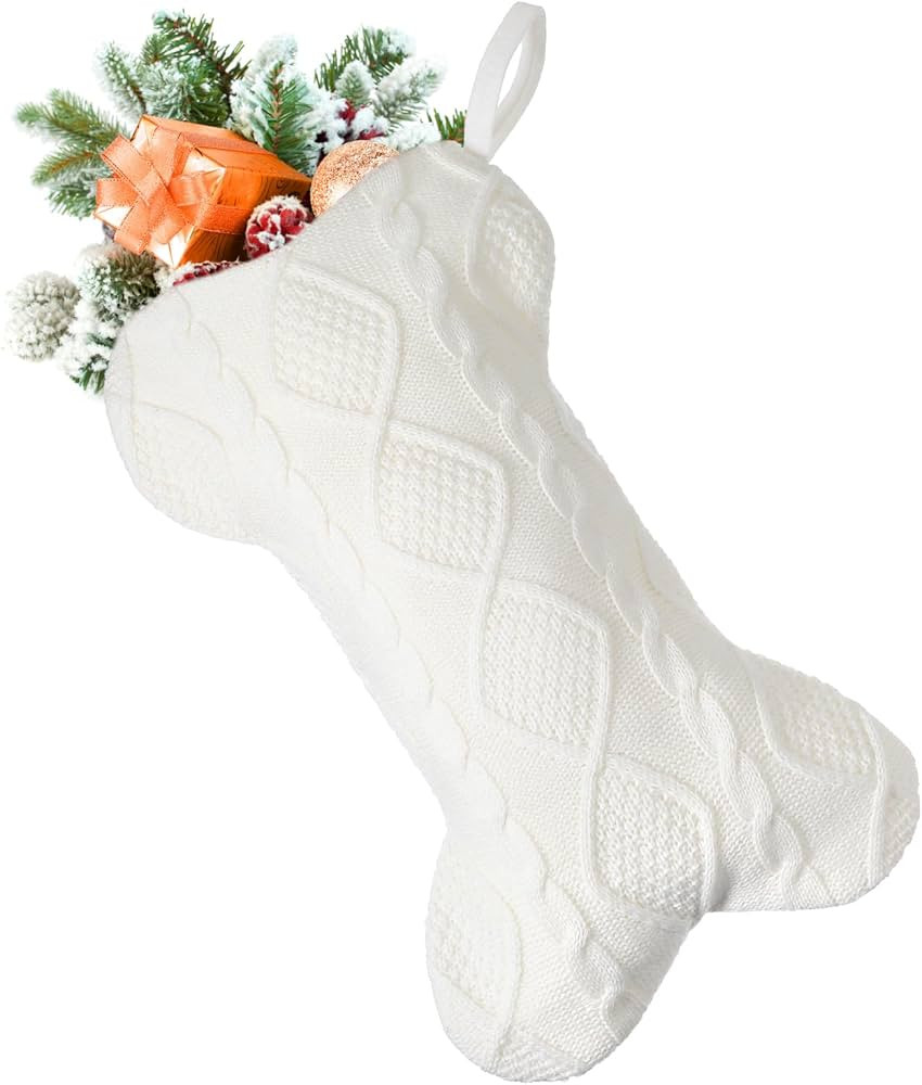 Dog Christmas Stocking, Bone Shape Christmas Stocking for Dogs, 18 Inch White Large Double Side K... | Amazon (US)