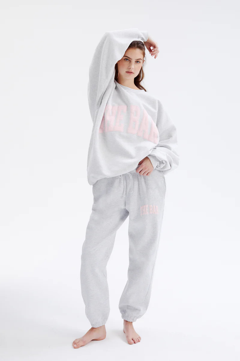 VARSITY SWEATPANTS LT HEATHER GREY/BLUSH | The Bar