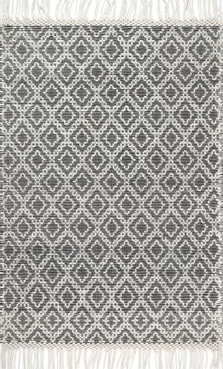 Ivory Textured Trellis With Tassels 8' 6" x 11' 6" Area Rug | Rugs USA