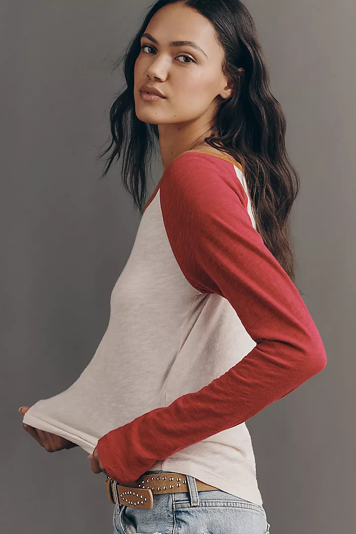 Pilcro Heritage Ringer Long-Sleeve T-Shirt | Anthropologie (US)